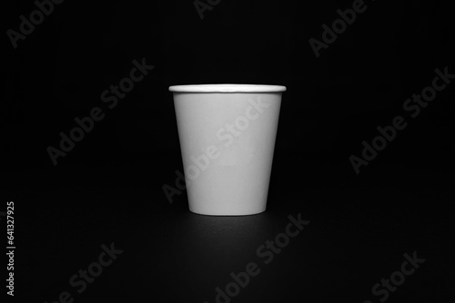 Grey Paper cup, Papercup on black background (ID: 641327925)