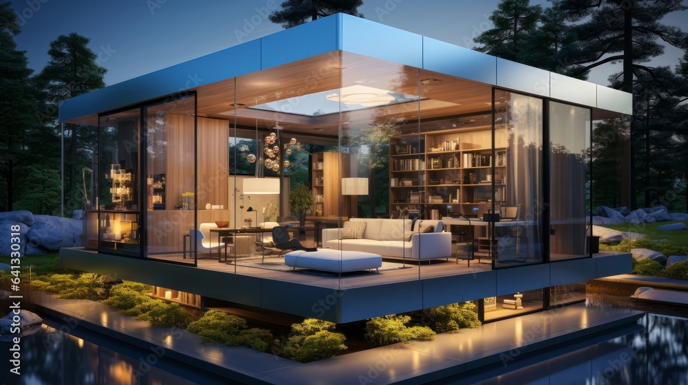 Fototapeta premium Smart home mock-up management concept modern technology. Generative AI.