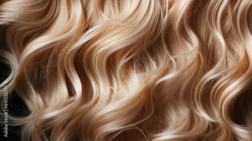 Strands of Beautiful long wavy hair colored in light blon. Generative AI.