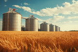 granary and wheat field, grain harvest