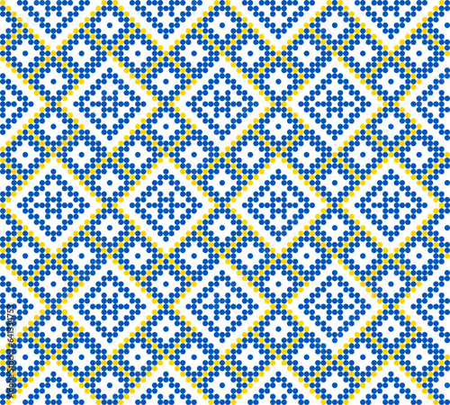 Seamless pattern of Ukrainian ornament in ethnic style, identity, vyshyvanka, embroidery for print clothes, websites, banners, poster. Vector illustration background