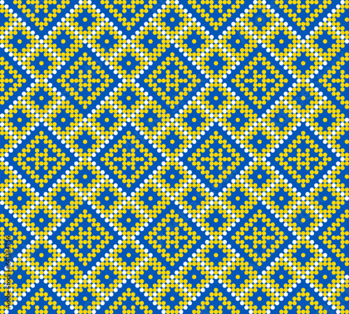 Seamless pattern of Ukrainian ornament in ethnic style, identity, vyshyvanka, embroidery for print clothes, websites, banners, poster. Vector illustration background