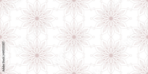 Seamless decorative mandala vector pattern on white background. Prints on fabric and paper. Decorative drawing.