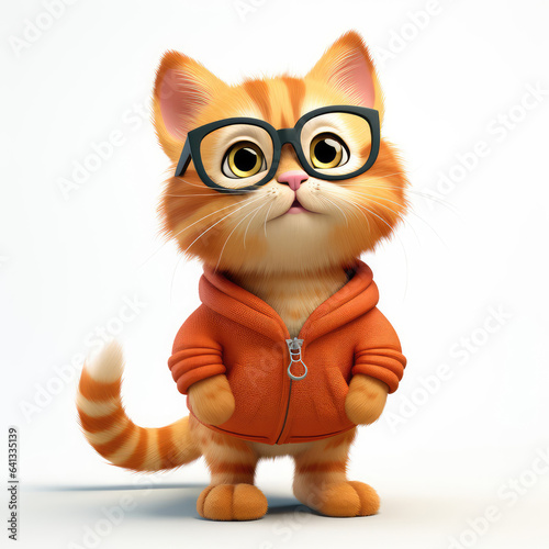 Ginger cat character in schoolboy clothes