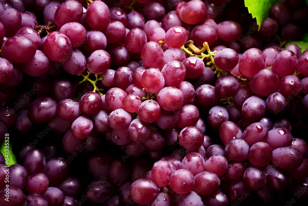 Fresh grape top view background. AI generated