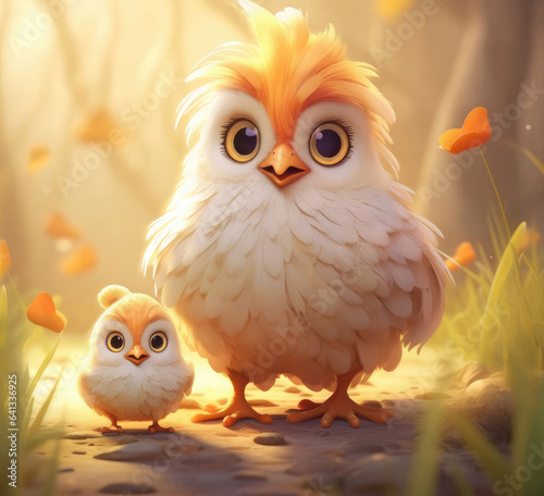 Cute chick on a sunny summer day