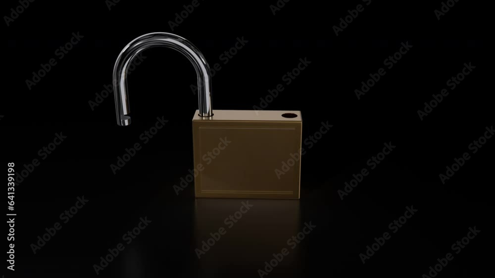 Lock 3D .Old Lock golden metal and glass.Security, access. Opening lock. Lock 3D .Old Lock golden metal and glass.Security, access. Opening lock.