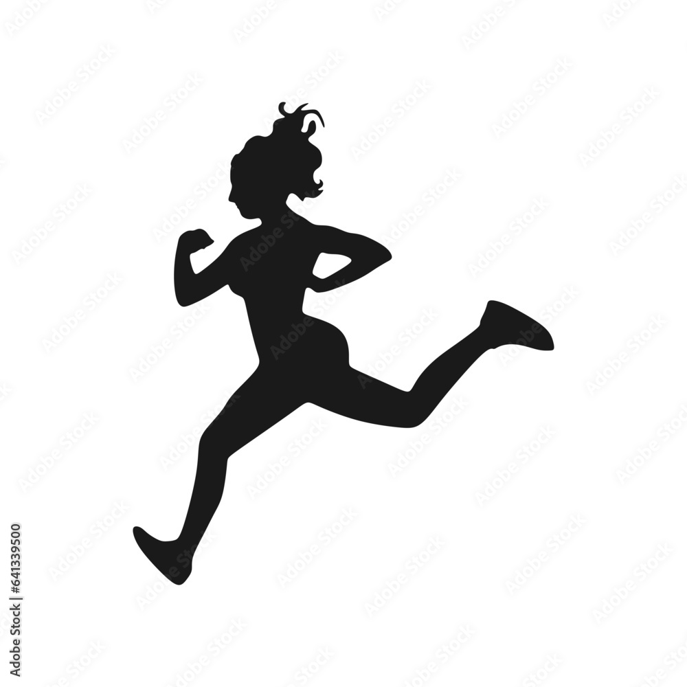 Sexy female marathon runner silhouette. Vector illustration element template of marathon sport. Awesome editable graphic resources for many purposes. 