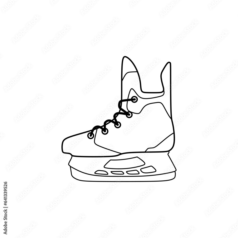 Ice Hockey Skates in outline flat icon style. Vector illustration element template of ice hockey