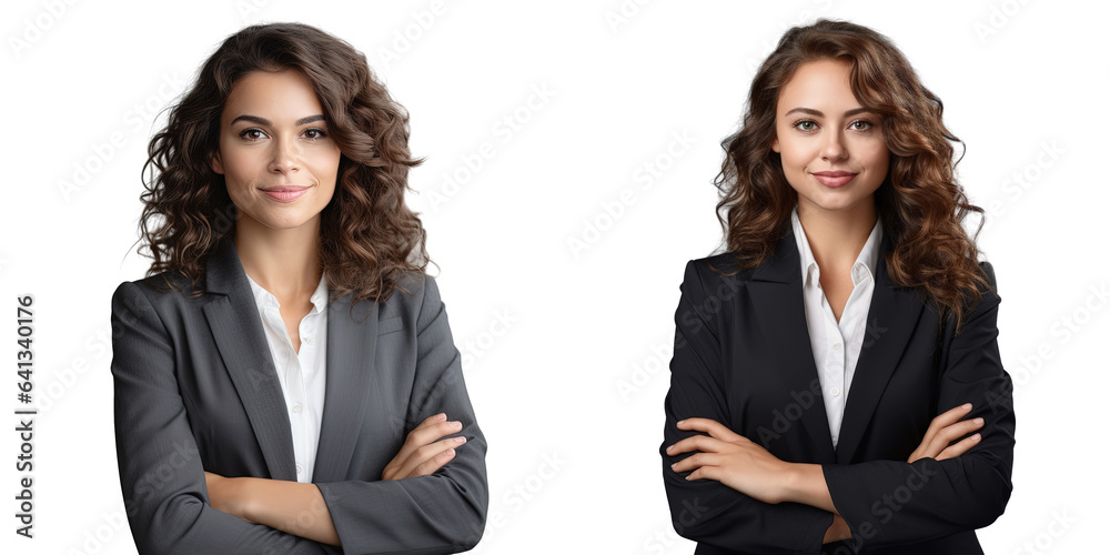 Attractive cheerful lady lawyer with folded arms isolated on light background Attractive cheerful lady lawyer with folded arms isolated on light background