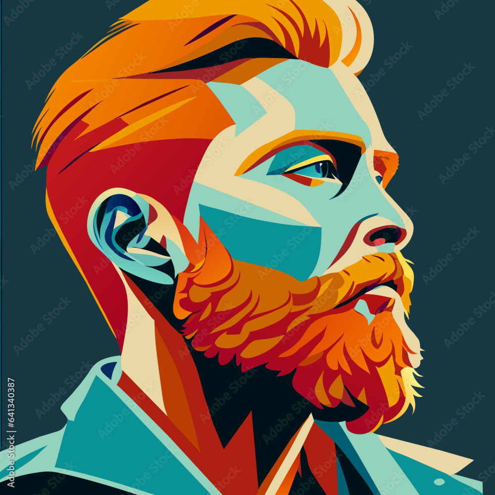 portrait of a person, bread design, barber design, hairdresser