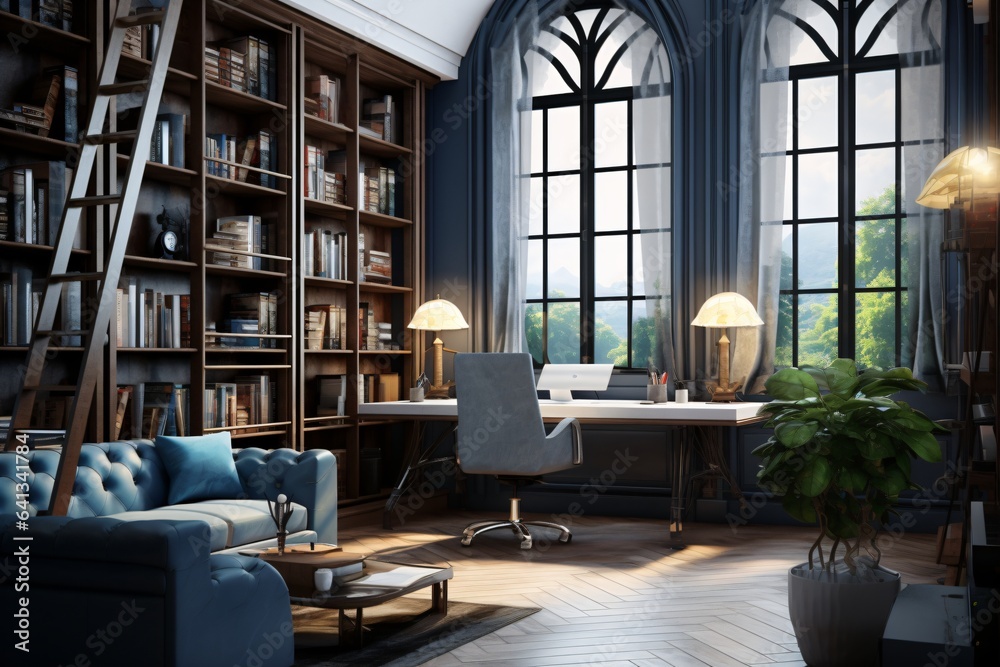 A classic bookshelf in a big house
