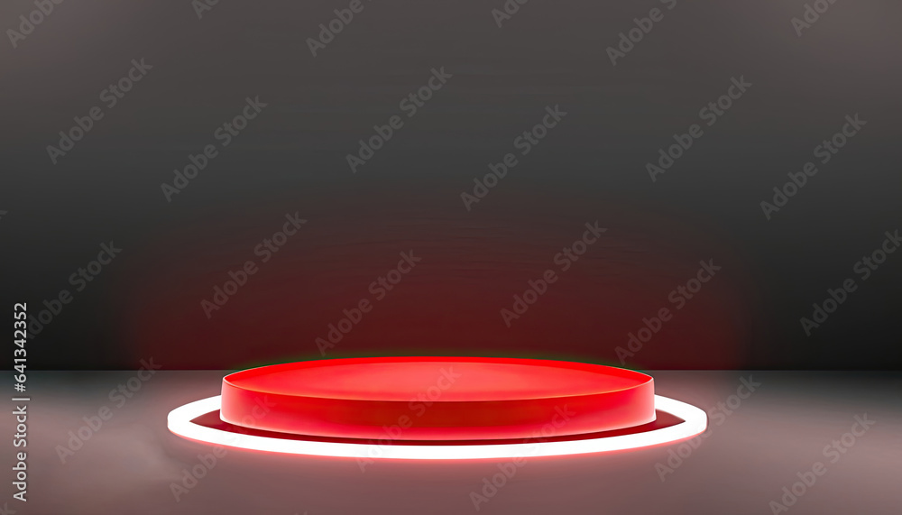 Red light round podium and black backgroud photo Red light round podium and black backgroud photo