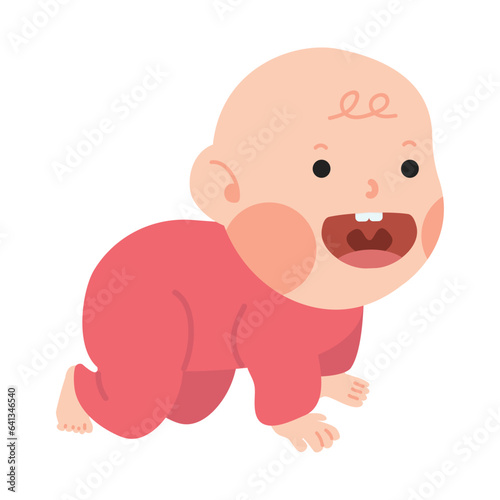 baby crawling with a smile