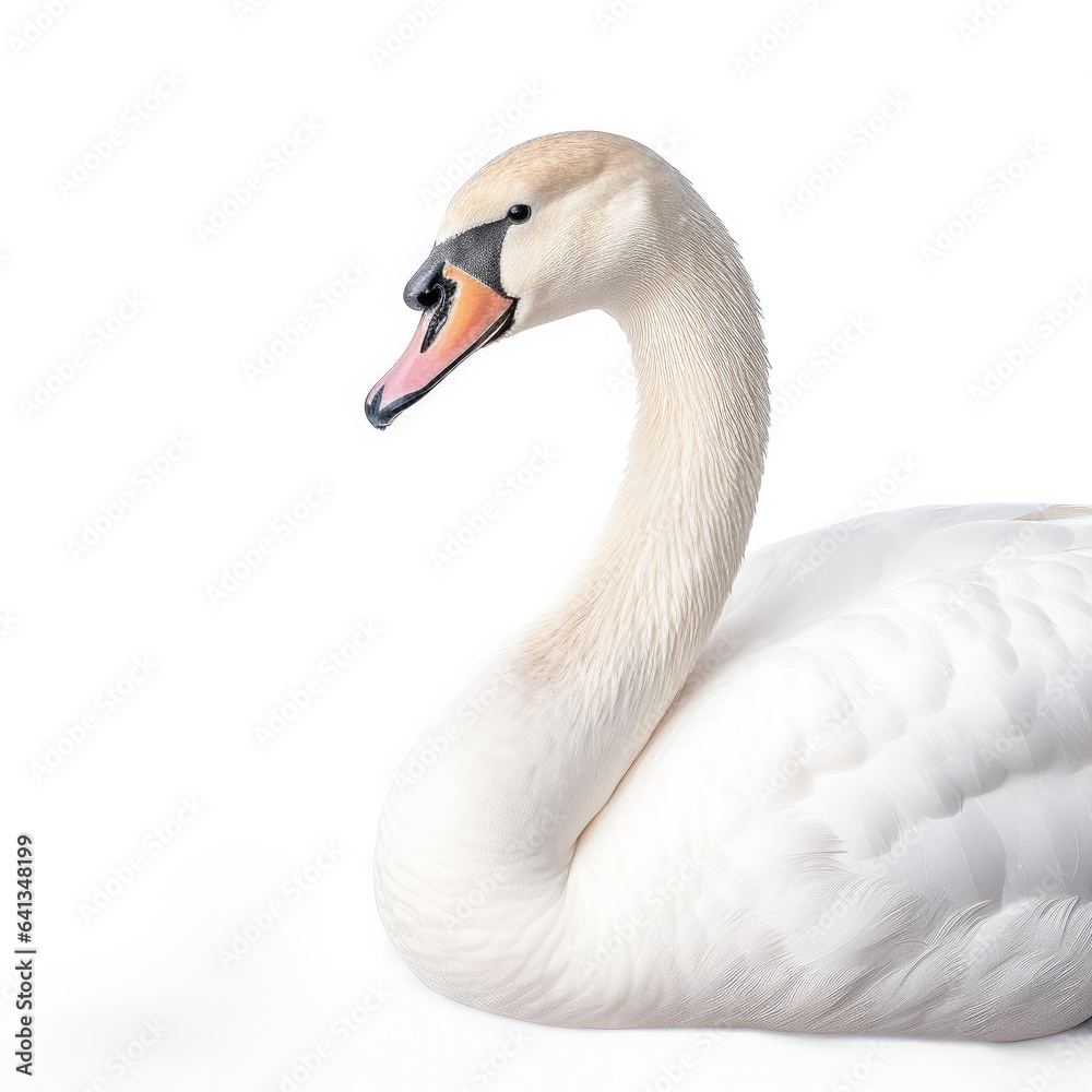 Fototapeta premium Mute swan bird isolated on white background.