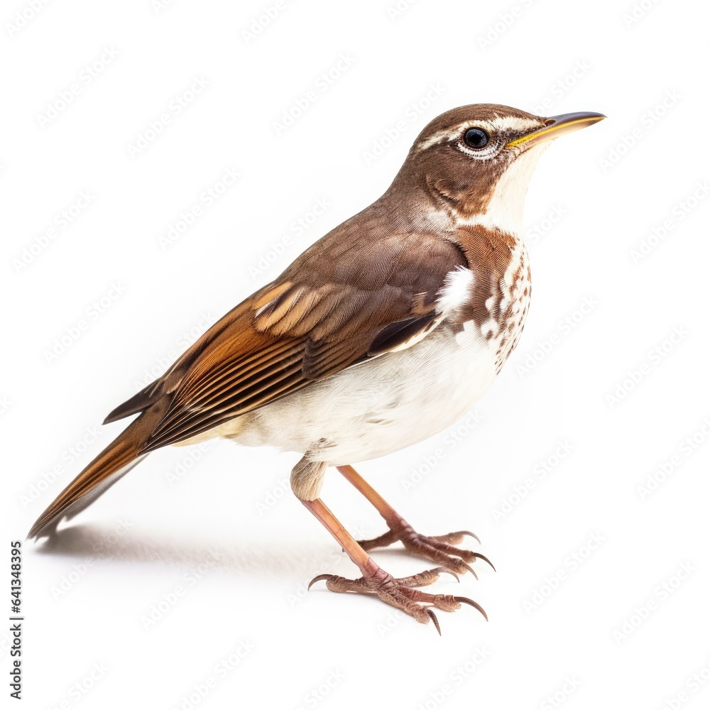 Naklejka premium White-throated thrush bird isolated on white background.
