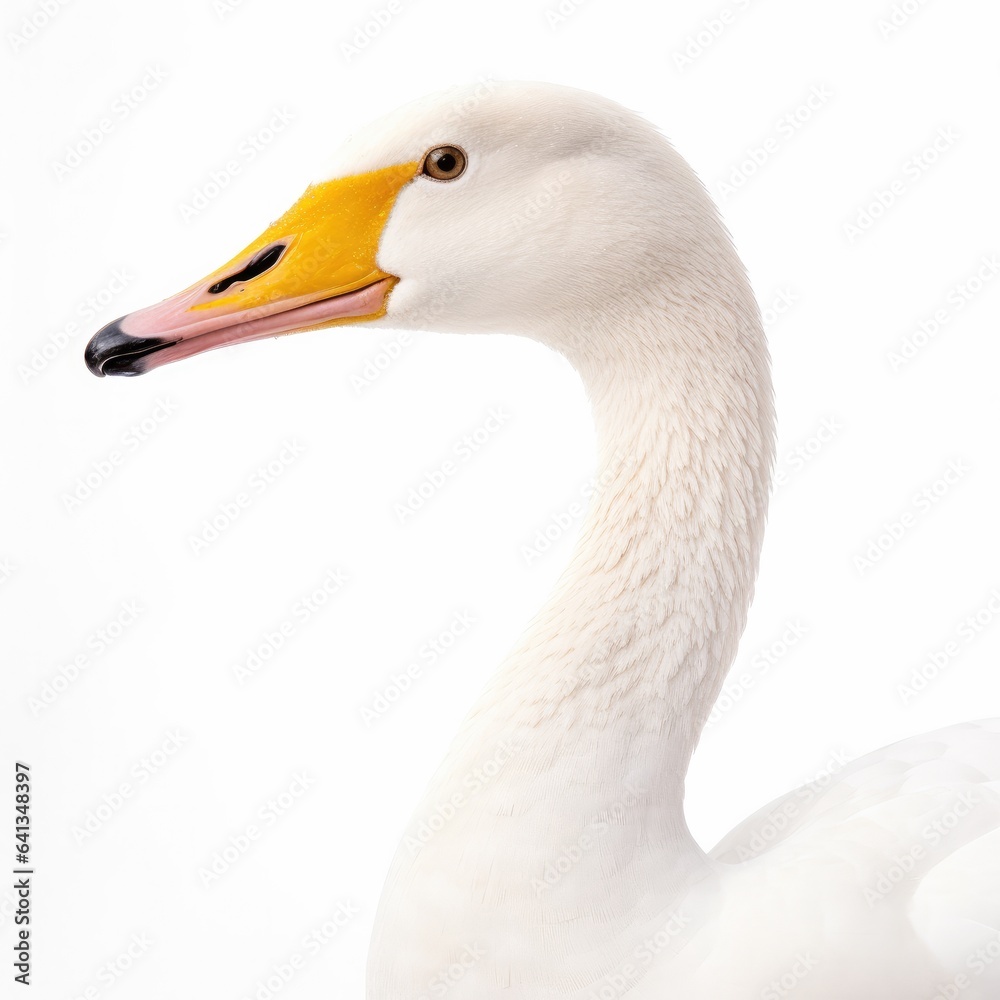 Fototapeta premium Whooper swan bird isolated on white background.