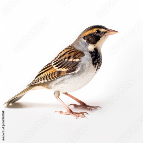 Seaside sparrow bird isolated on white background.