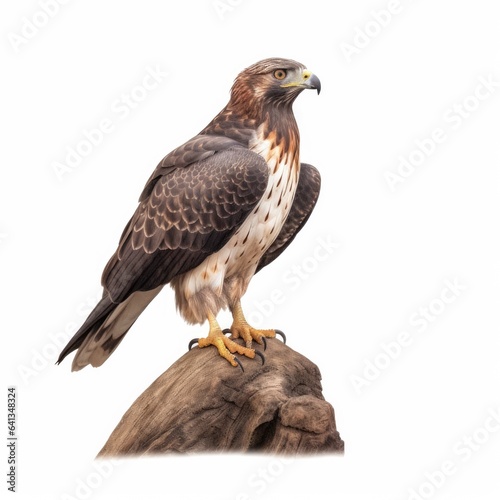 Short-tailed hawk bird isolated on white background.