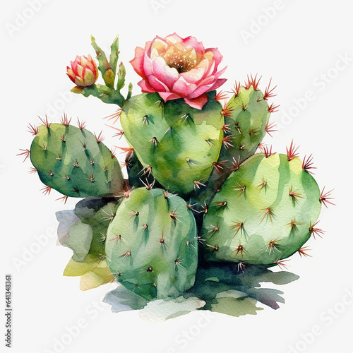 Cactus plant watercolor painting style Generative AI