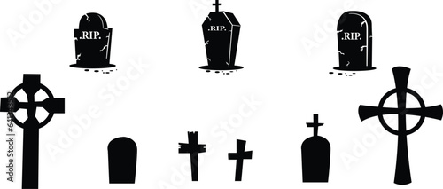 Leinwand Poster Spooky tombstone vector illustration