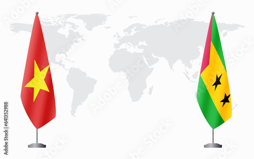 Vietnam and Sao Tome and Principe flags for official meeti