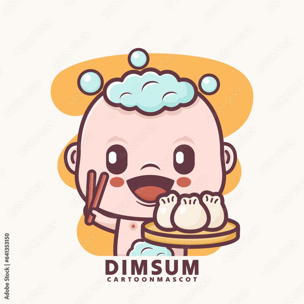 cute cartoon baby with dim sum cute cartoon baby with dim sum