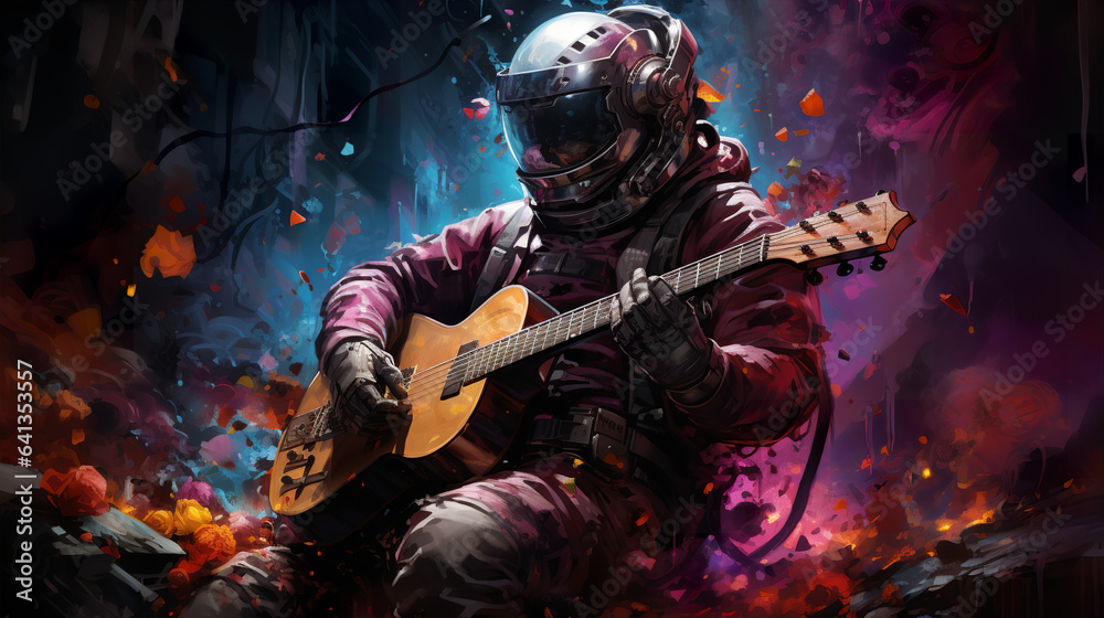 astronaut playing guitar