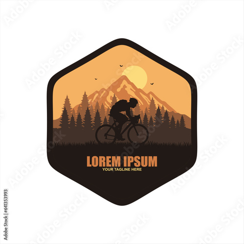 vintage modern Illustration of cyclists in silhouette