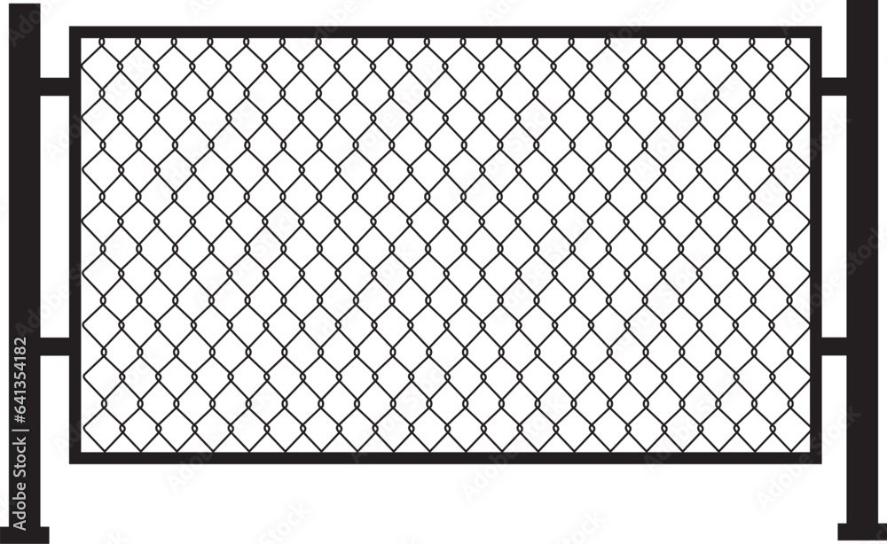 Metal fence icon. Braid wire fence sign. Grid metal chain-link symbol. Wire fence logo. flat style.
