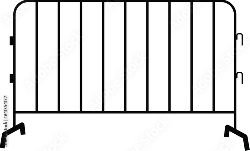 Portable steel fence icon. Urban portable steel barrier sign. Barrier fence symbol. flat style.
