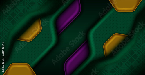 Futuristic green dark round deep shadow geometric shape dimensional 3d overlap overlay layer design templates any industry from business or marketing