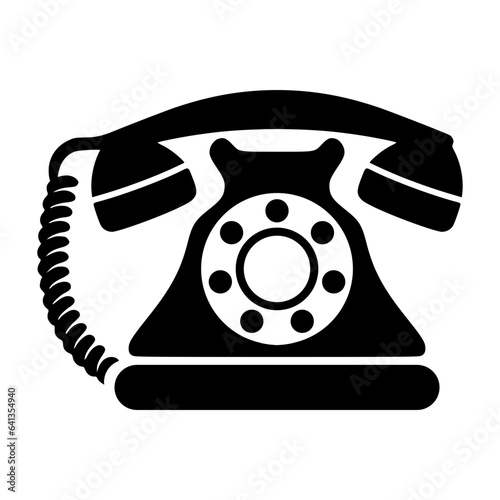 Vintage telephone vector icon silhouette illustration