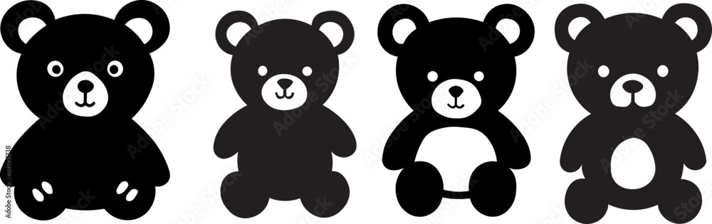 Black and White Silhouette Vector SVG Teddy Bear Icon. Black and White Silhouette Vector SVG Teddy Bear Icon.