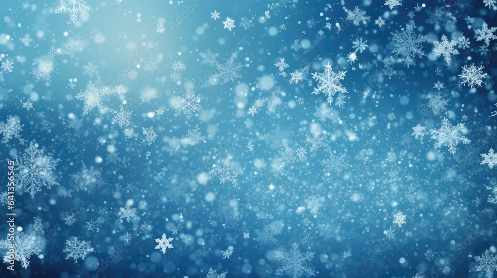 Blue winter, Christmas (New Year) background with snowflakes