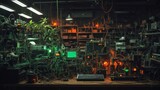 photo of a lab view with lots of electronic equipment and green plants made by AI generative