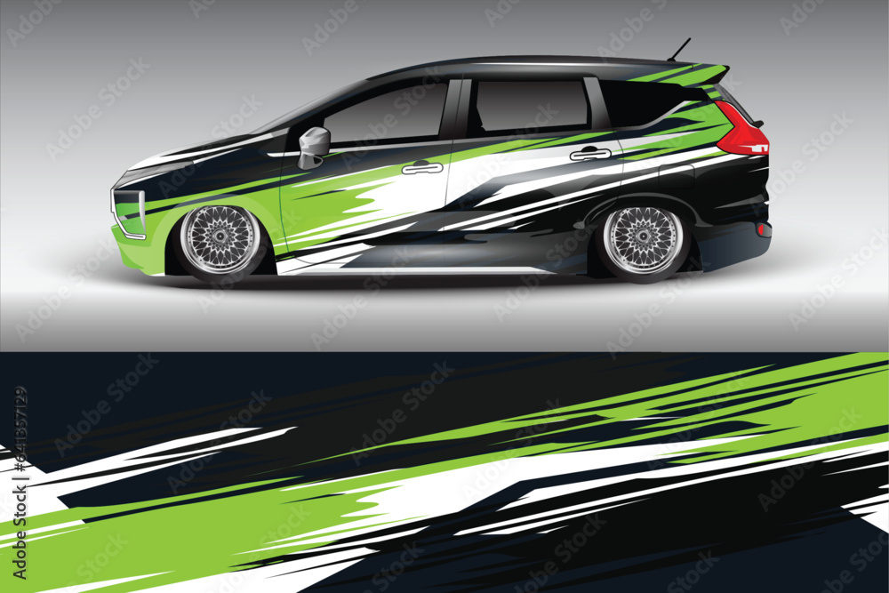 Company branding Car decal wrap design vector. Graphic abstract stripe racing background