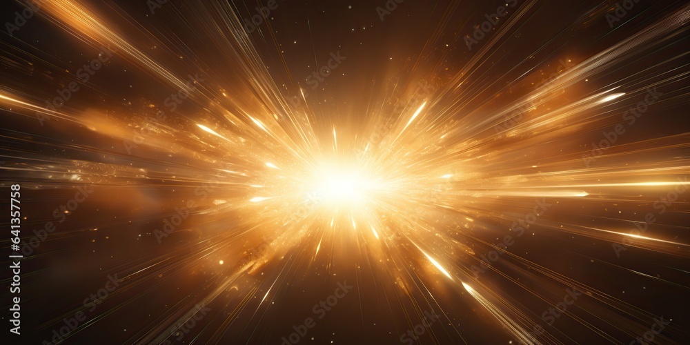 AI Generated. AI Generative. Sunshine light shine beam burst yellow color in dark black space galaxy background decoration mock up graphics AI Generated. AI Generative. Sunshine light shine beam burst yellow color in dark black space galaxy background decoration mock up graphics