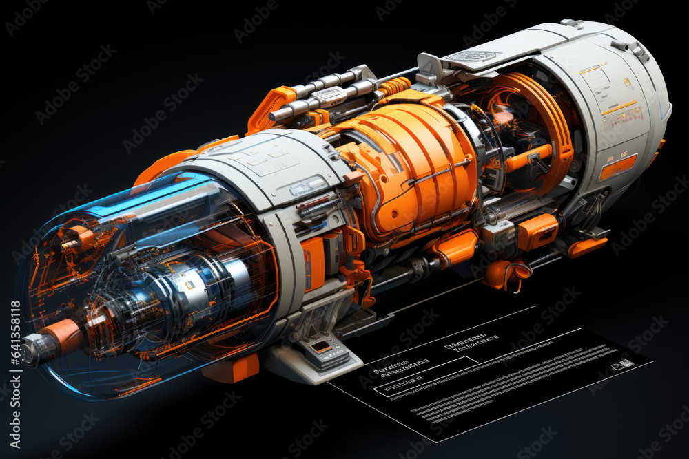 Hyper realistic of the space cartels white printer and paper blue and orange document, black background, futuristic Hyper realistic of the space cartels white printer and paper blue and orange document, black background, futuristic
