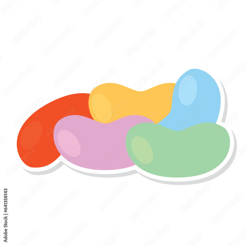 Isolated sticker of a group of bean candies icon Vector