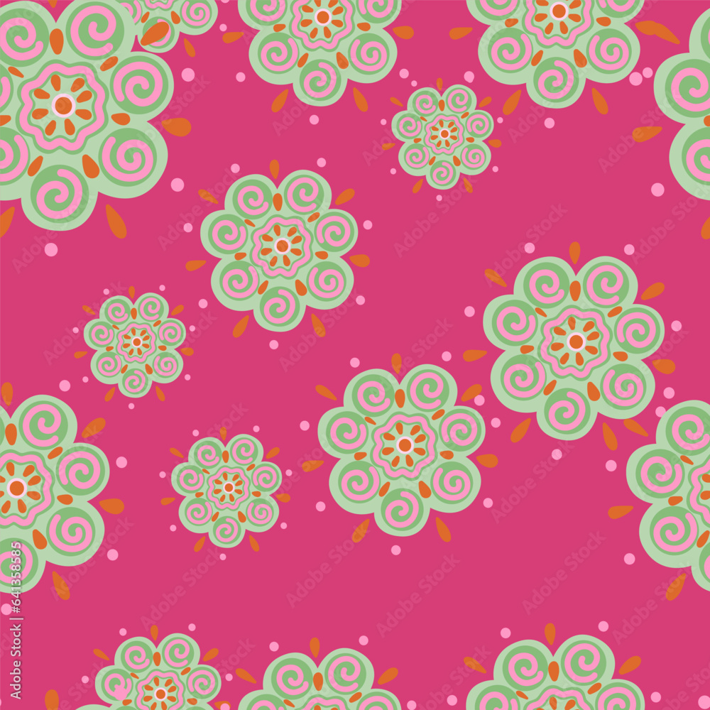 Abstract ethnic bud flower seamless pattern. Stylized floral botanical wallpaper.