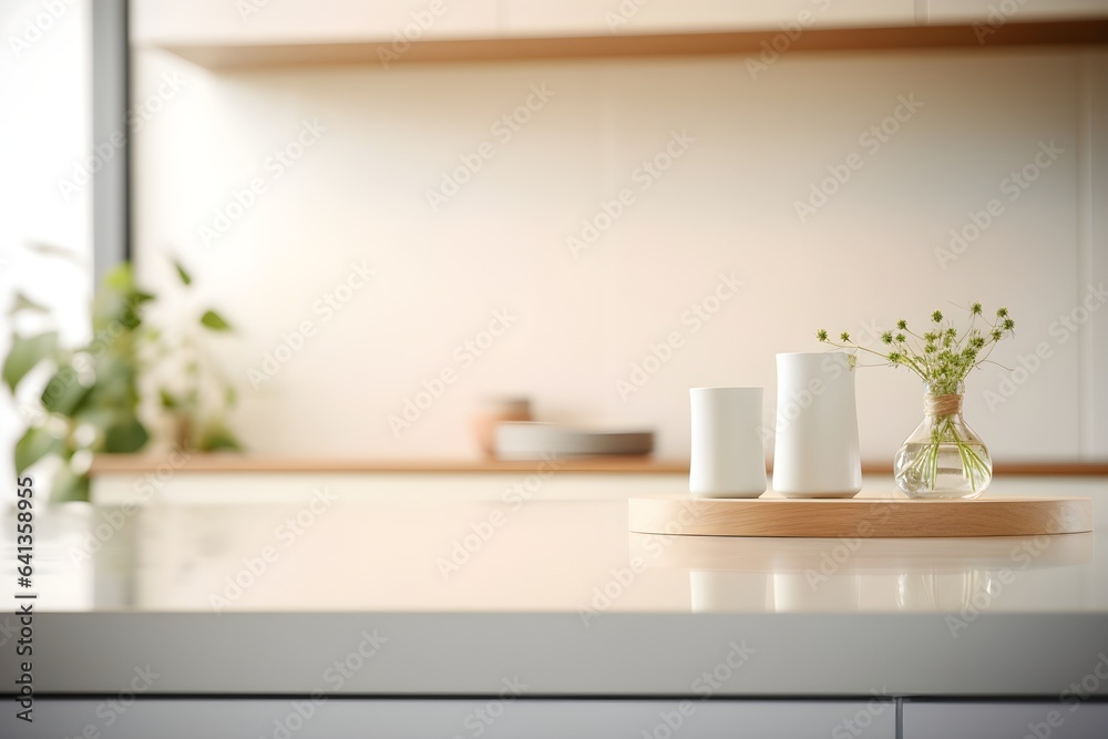Modern Kitchen Interior - Kitchen Shelf Mockup - Generative AI