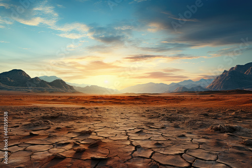 The middle of a barren field with soil in Saudi Arabia, ai generated.