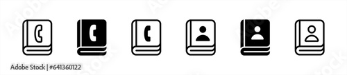 Contact book icon in line style. Contacts, Phonebook, Address Book simple black style symbol sign for apps and website, vector illustration.