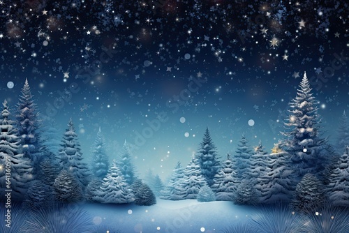 christmas tree in snow, holiday card background