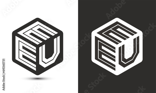 EEU letter logo design with illustrator cube logo, vector logo modern alphabet font overlap style. photo