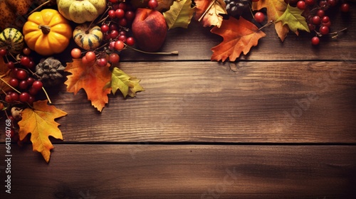 Thanksgiving Autumn Background border, generative AI