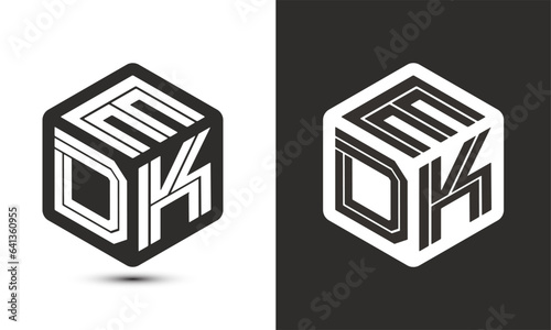 EDK letter logo design with illustrator cube logo, vector logo modern alphabet font overlap style. photo