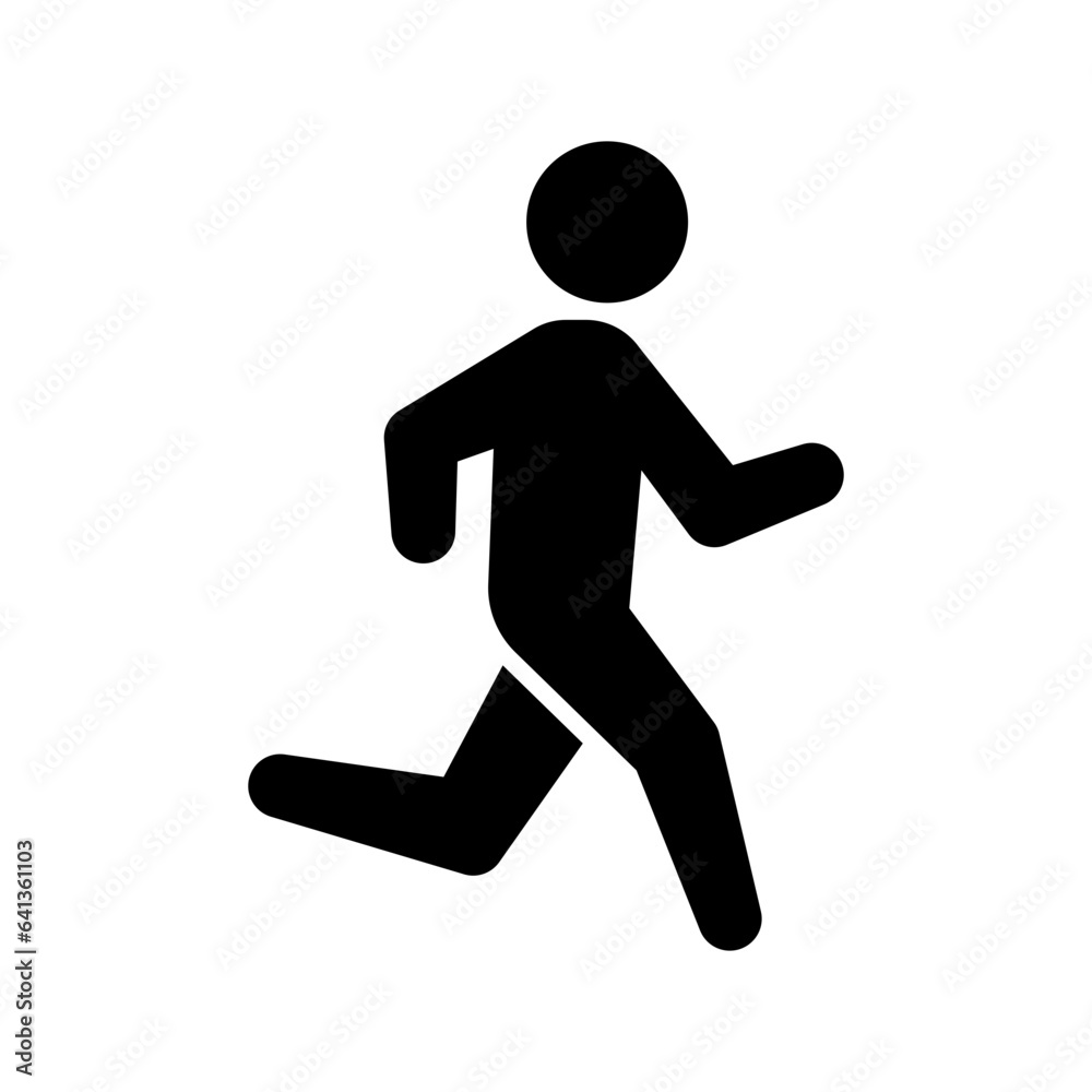 Run icon. Simple solid style. Running man, person, active, action, runner, athlete, sprint, fast, people, sport concept. Black silhouette, glyph symbol. Vector isolated on white background. SVG.