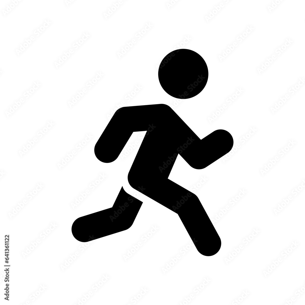 Run icon. Simple solid style. Running man, person, active, action, runner, athlete, sprint, fast, people, sport concept. Black silhouette, glyph symbol. Vector isolated on white background. SVG.